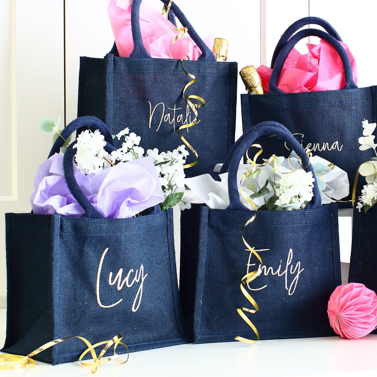 Embroidered Gift Bags - Blue