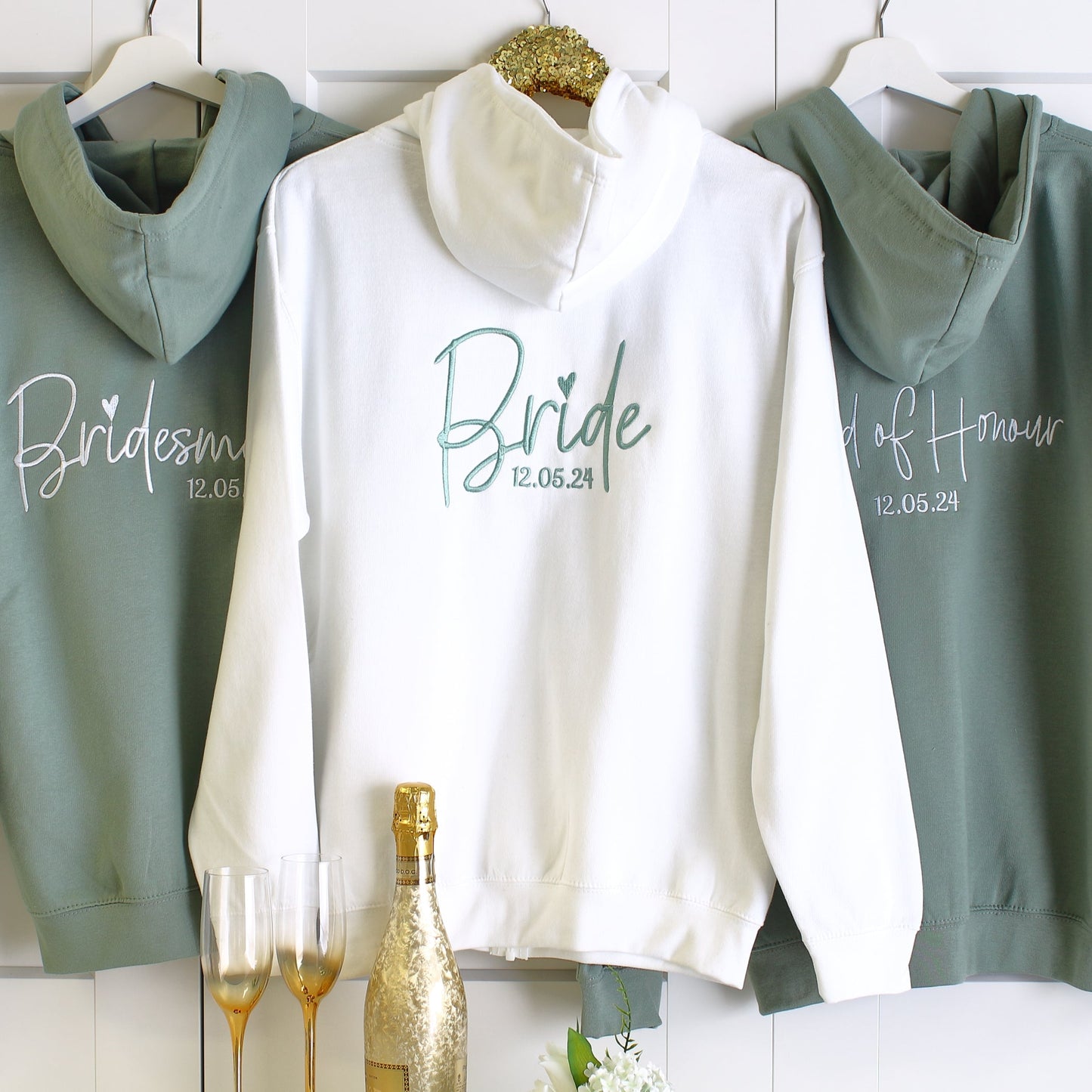 Bridal Zipped Hoodie -White