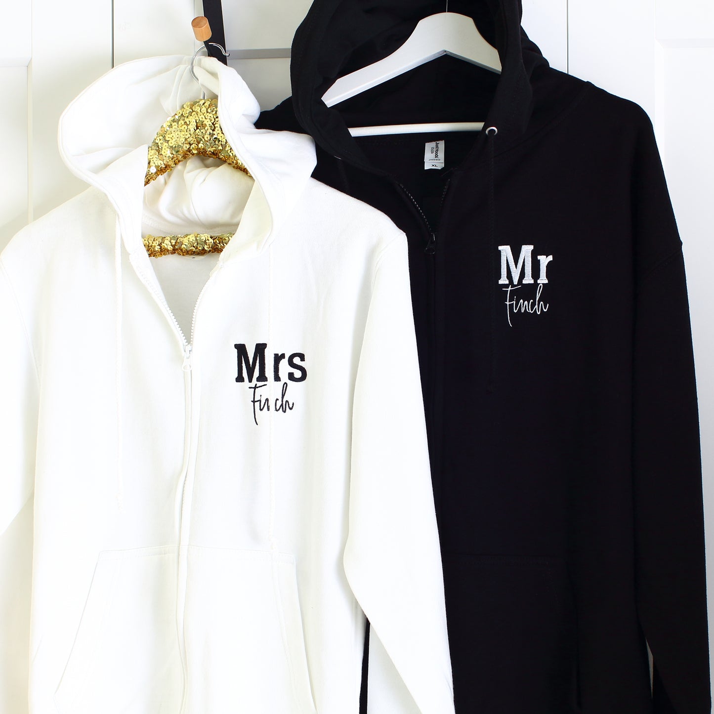 Wifey Hubby Zipped Hoodies