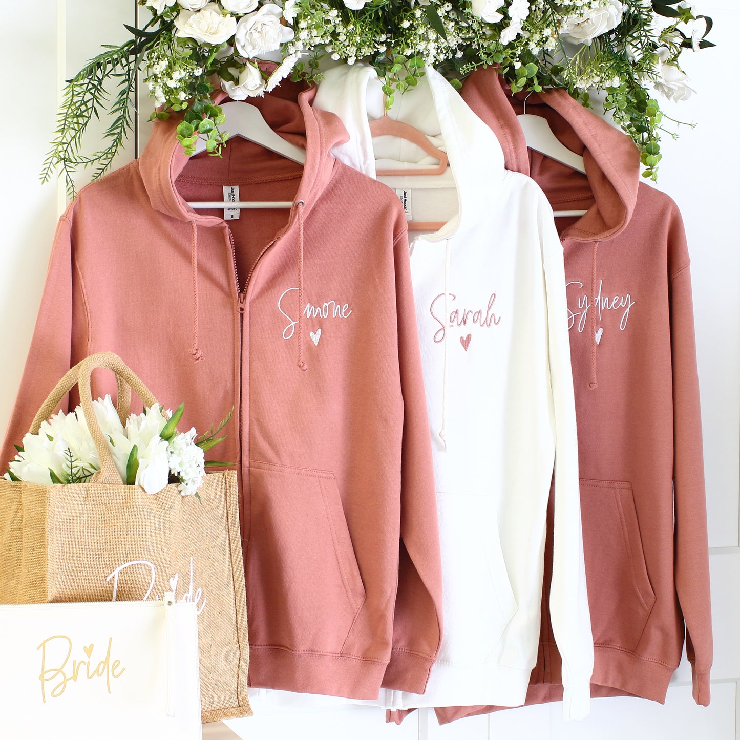 NEW - Bridal Zipped Hoodies - Dusty pink