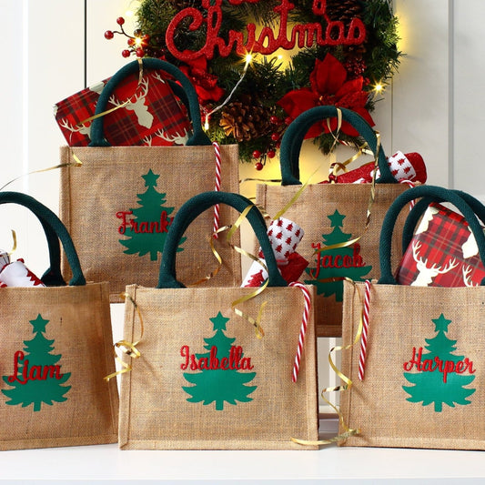 Embroidered 2D Christmas Tree Gift Bag