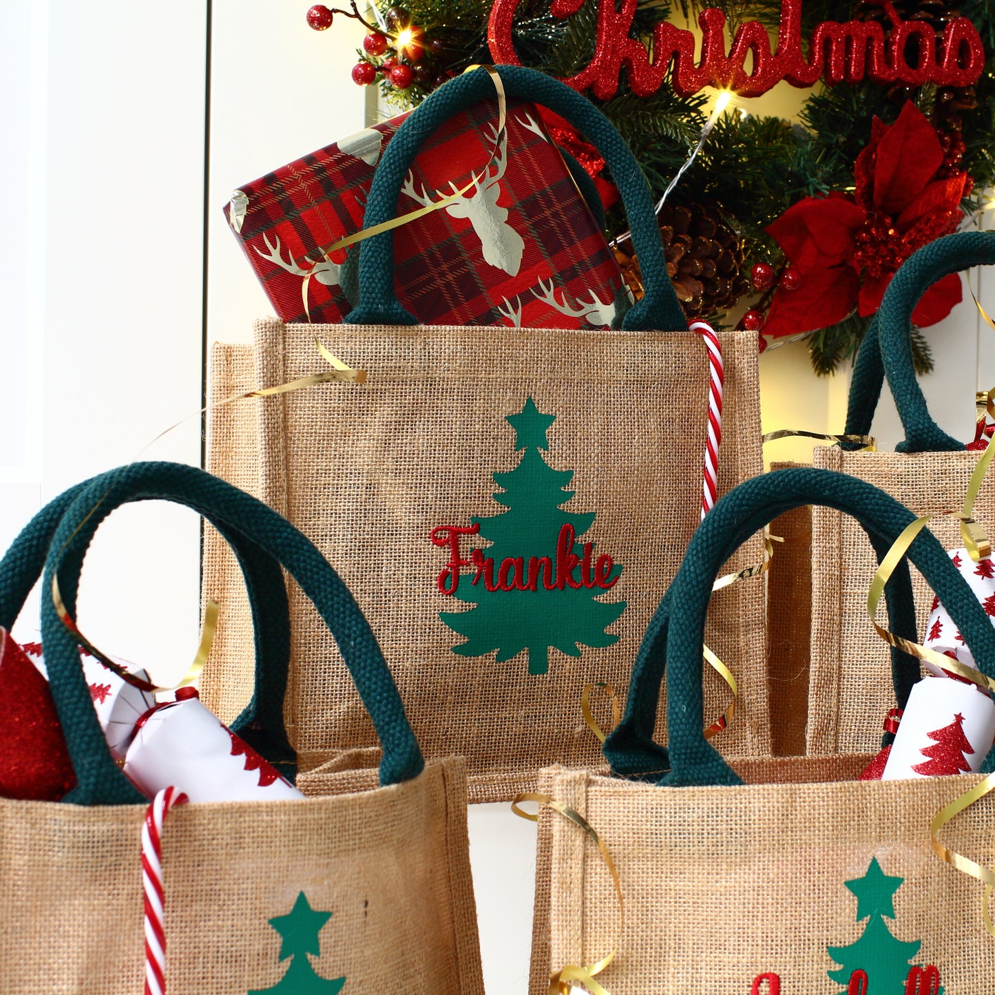 Embroidered 2D Christmas Tree Gift Bag