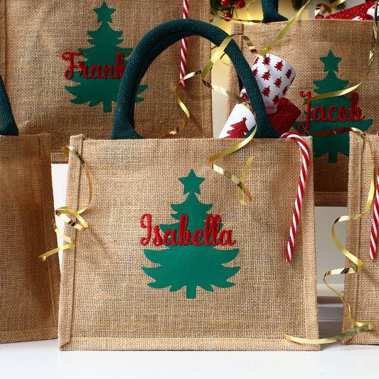 Embroidered 2D Christmas Tree Gift Bag