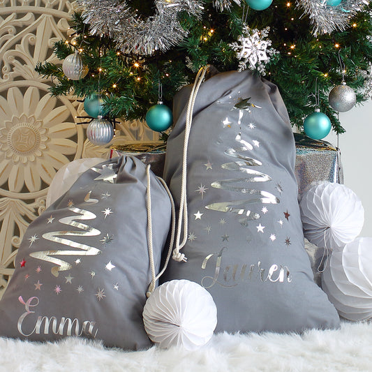 NEW - Christmas Gift Sacks - Grey