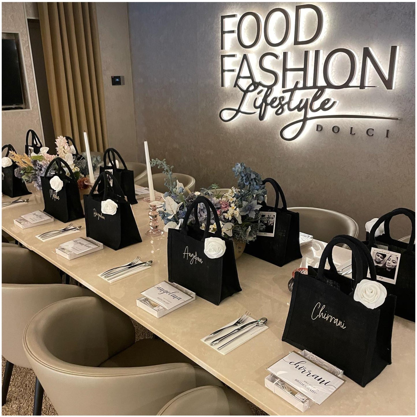 Embroidered Gift Bags - Black 3 sizes