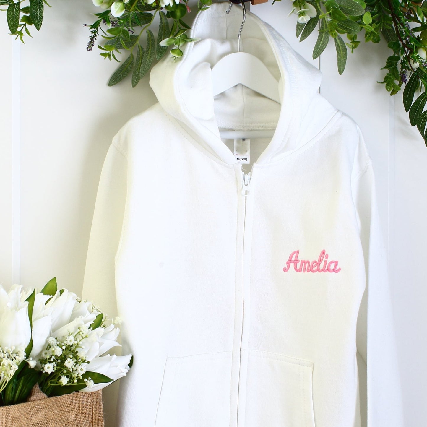 Flower Girl Wreath Zipped Hoodie