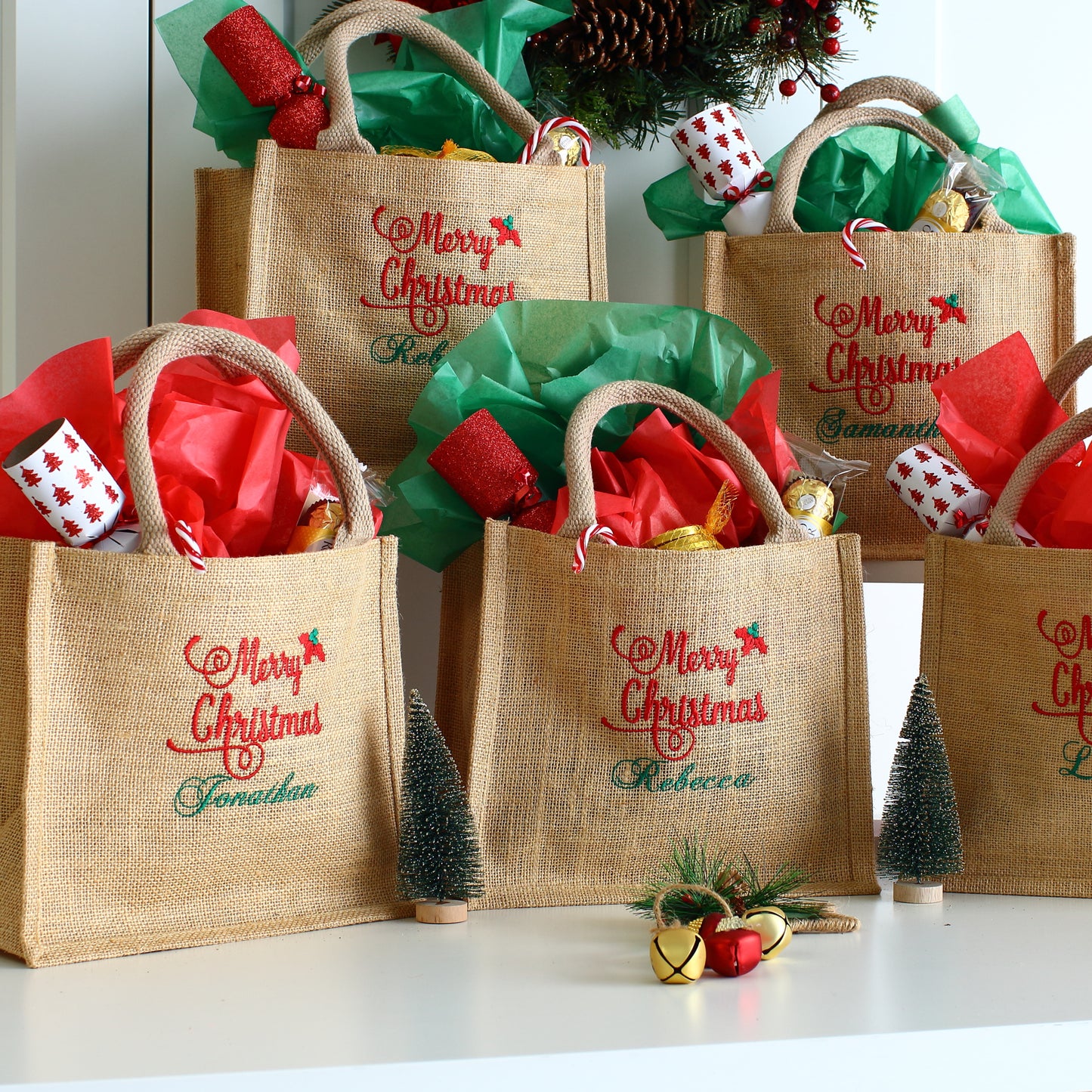 Small Merry Christmas bags - Traditional