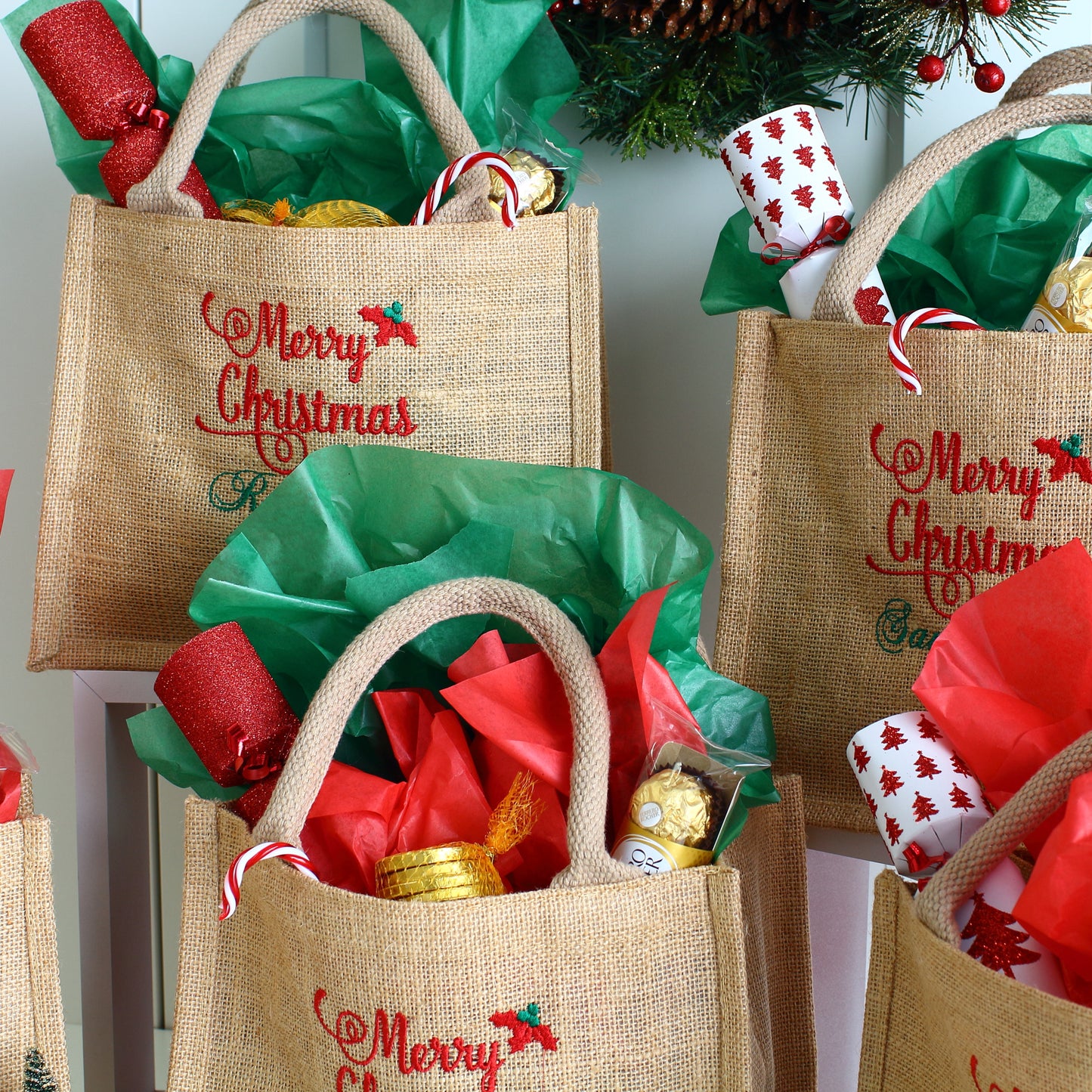 Small Merry Christmas bags - Traditional