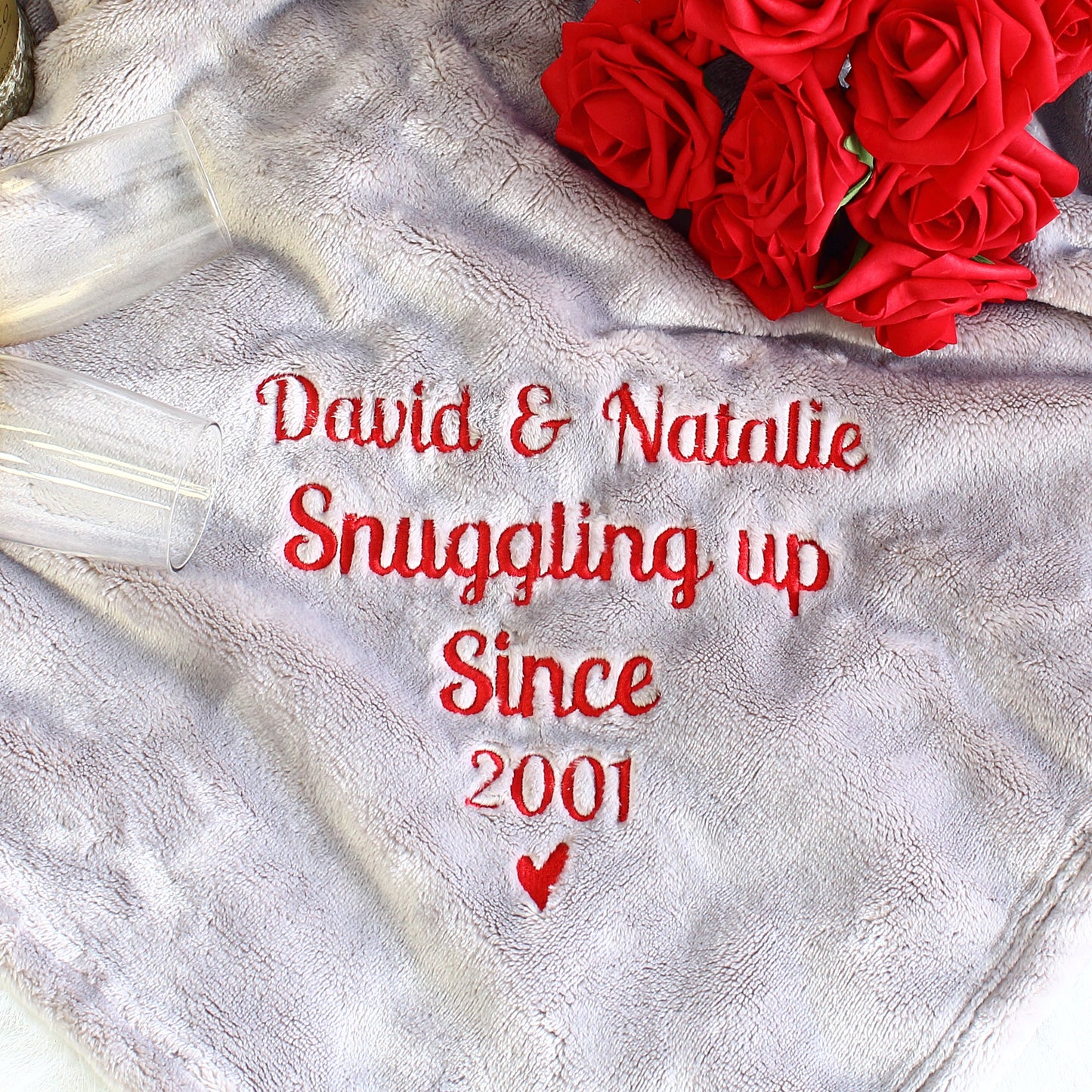 NEW - Embroidered Blanket - Snuggling up since