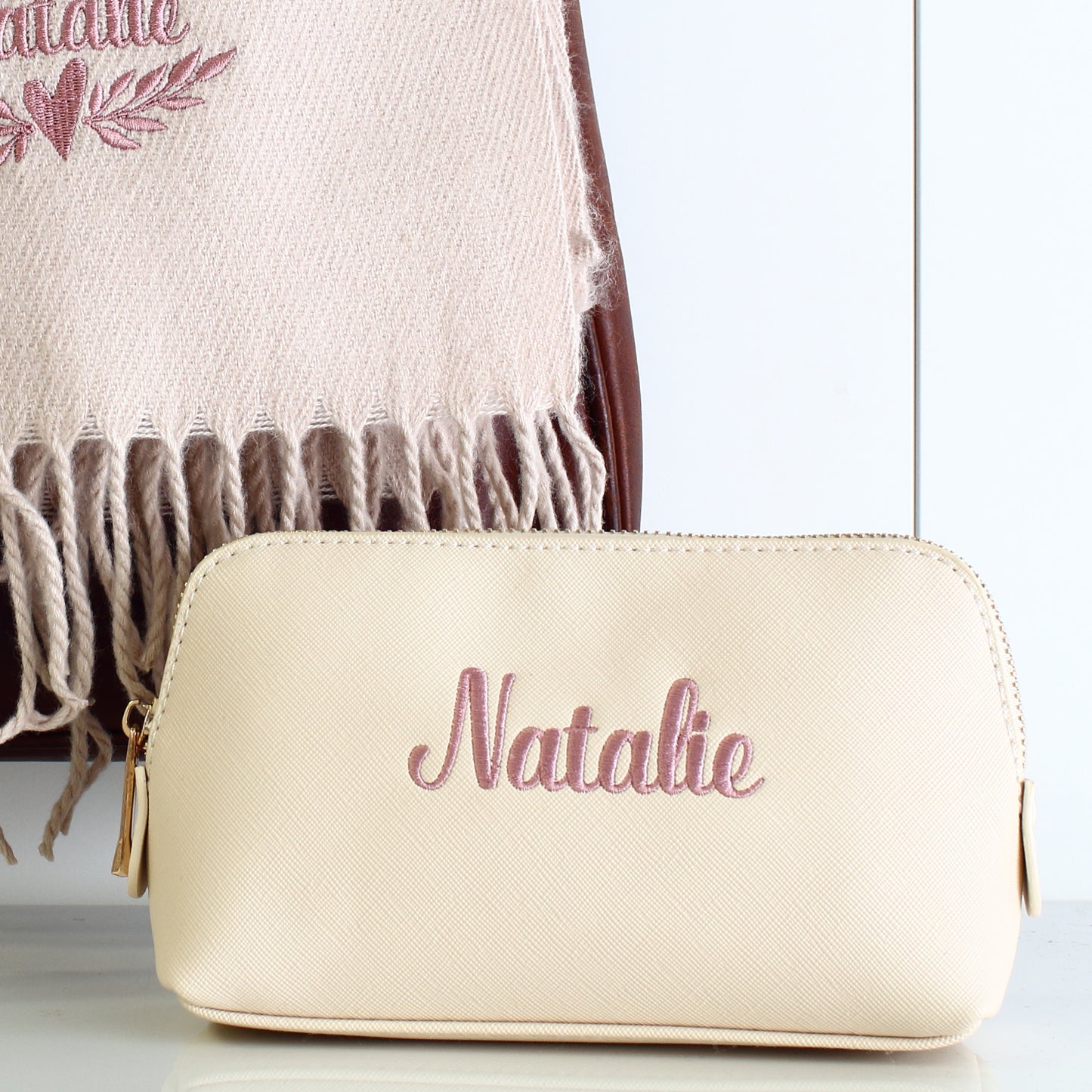 Scarf & Makeup Bag Gift Set - Name