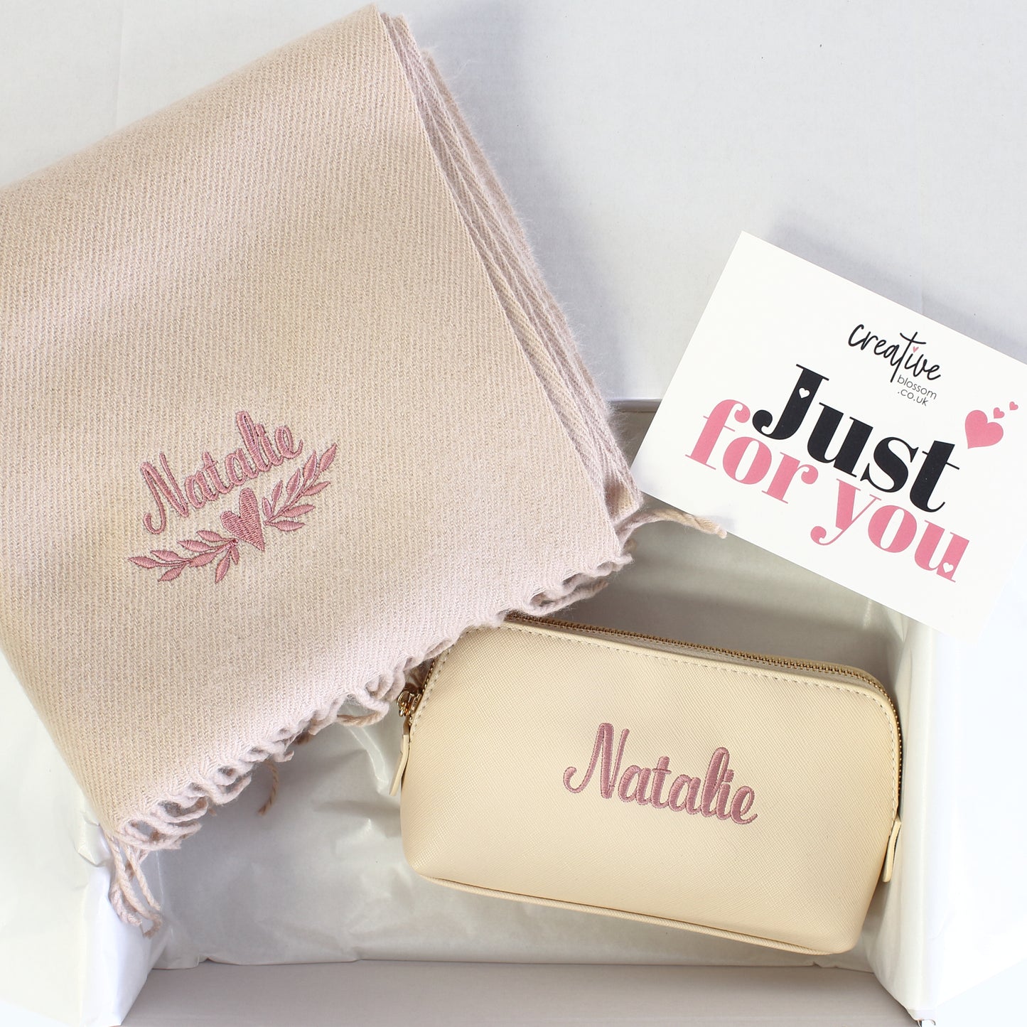 Scarf & Makeup Bag Gift Set - Name