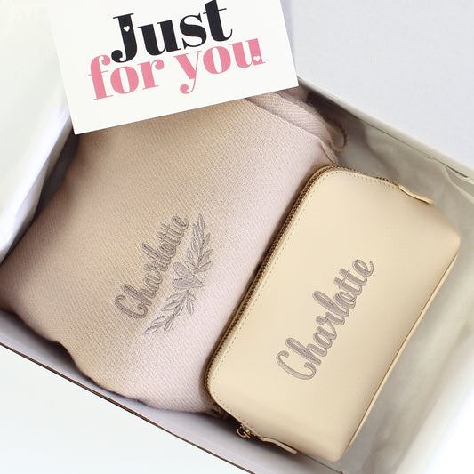 Scarf & Makeup Bag Gift Set - Name v2