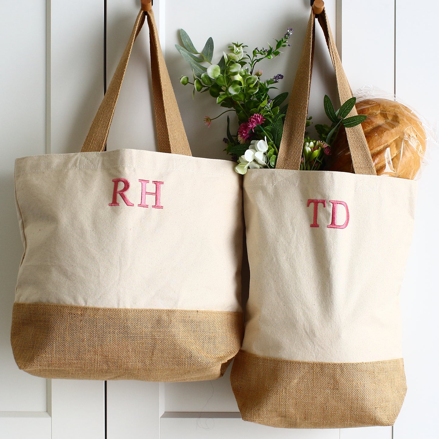 Embroidered Cotton Canvas Tote Bag - Initials