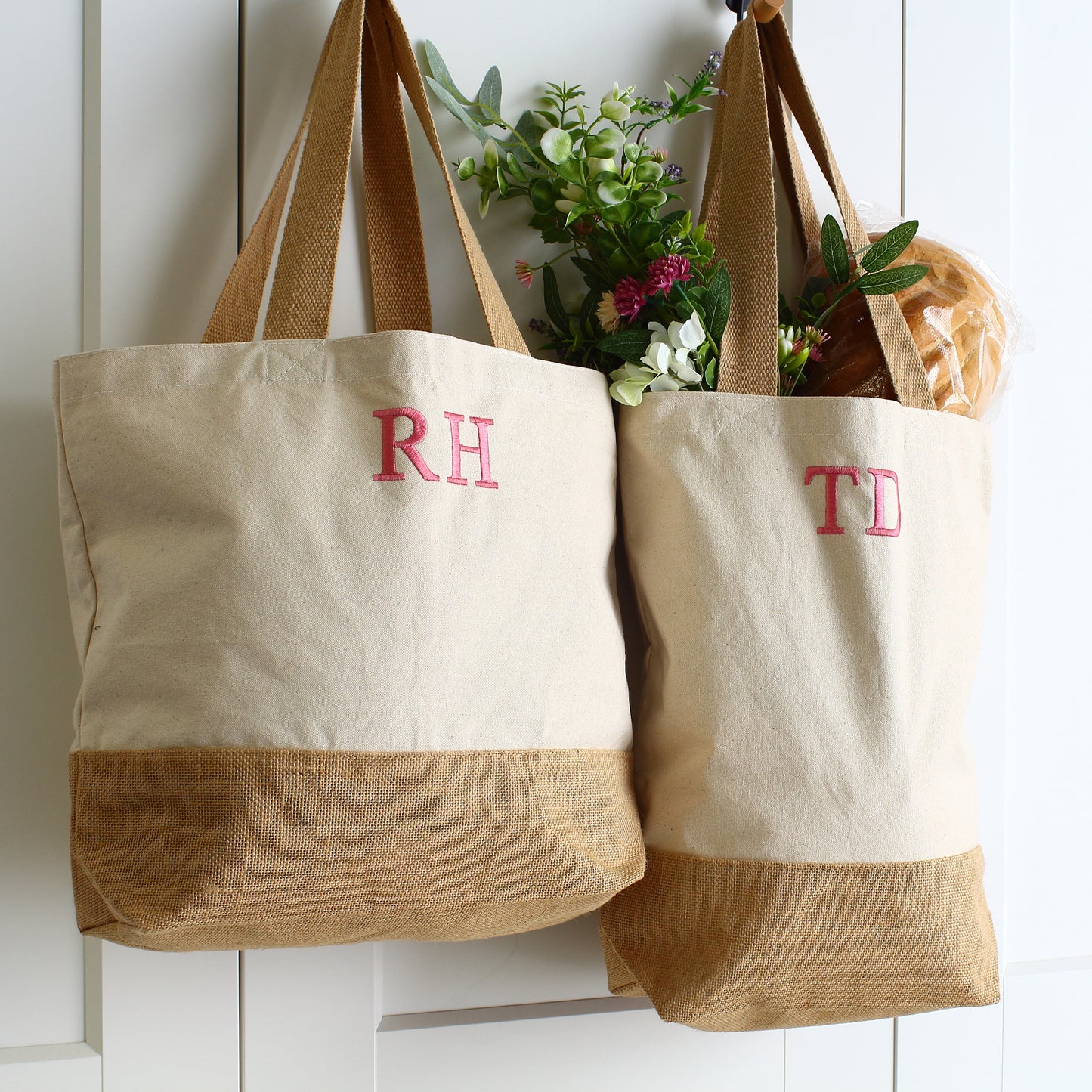 Embroidered Cotton Canvas Tote Bag - Initials