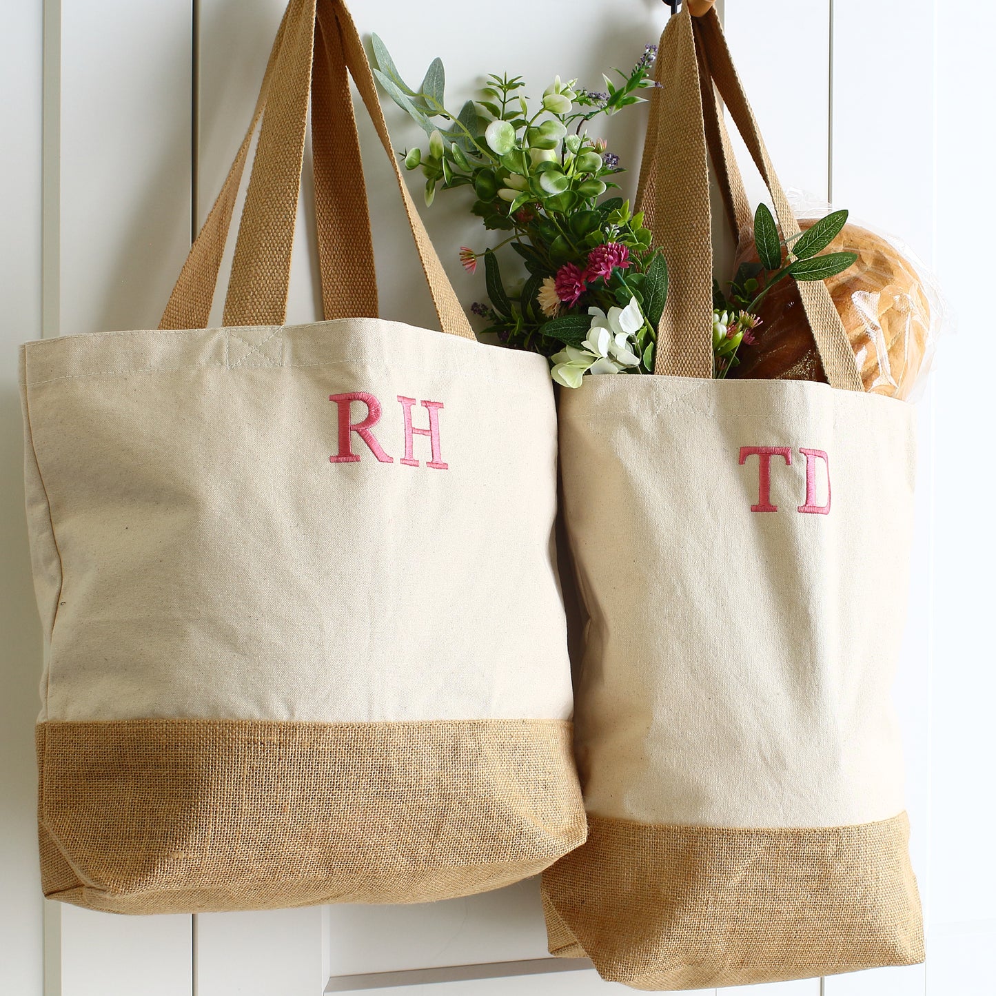 Embroidered Cotton Canvas Tote Bag - Initials