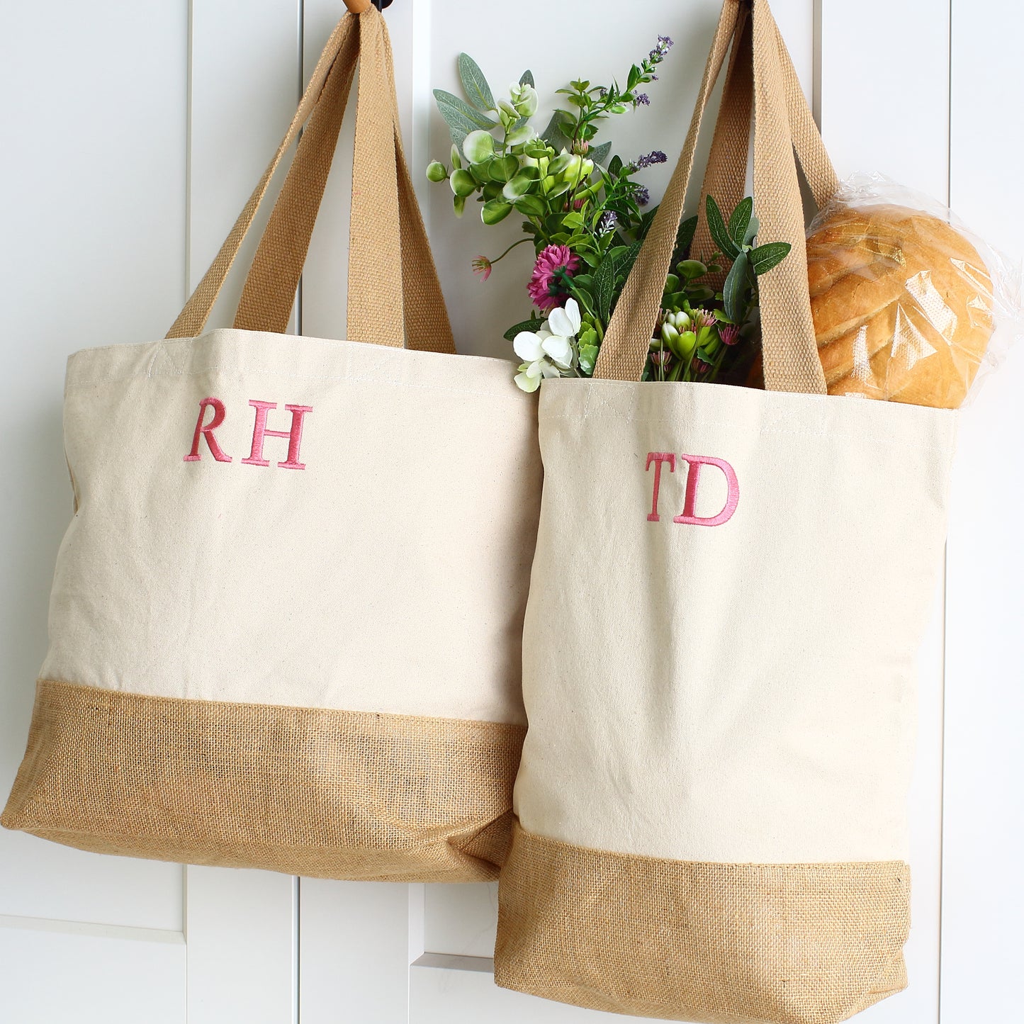 Embroidered Cotton Canvas Tote Bag - Initials