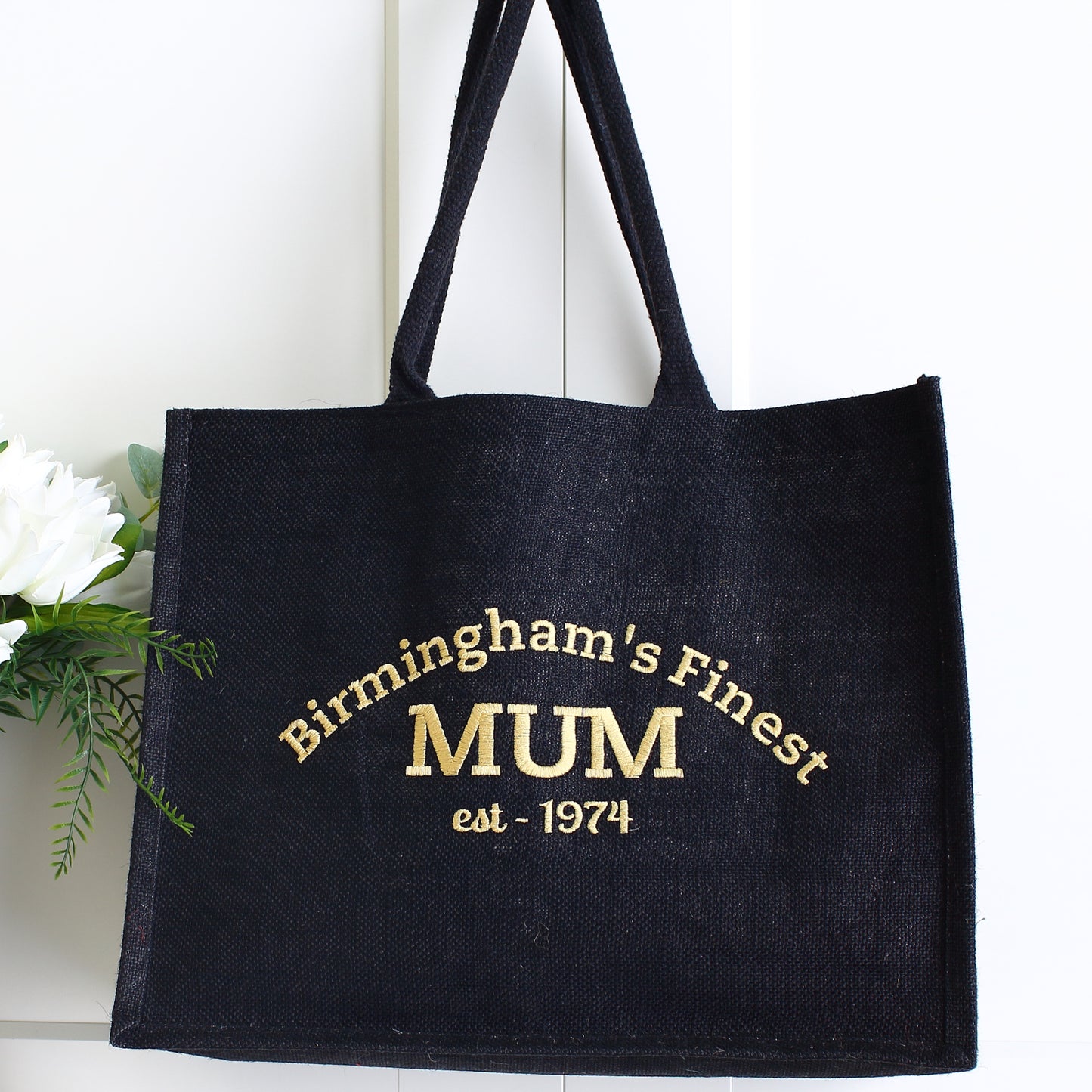 Embroidered Finest... Black tote Bag