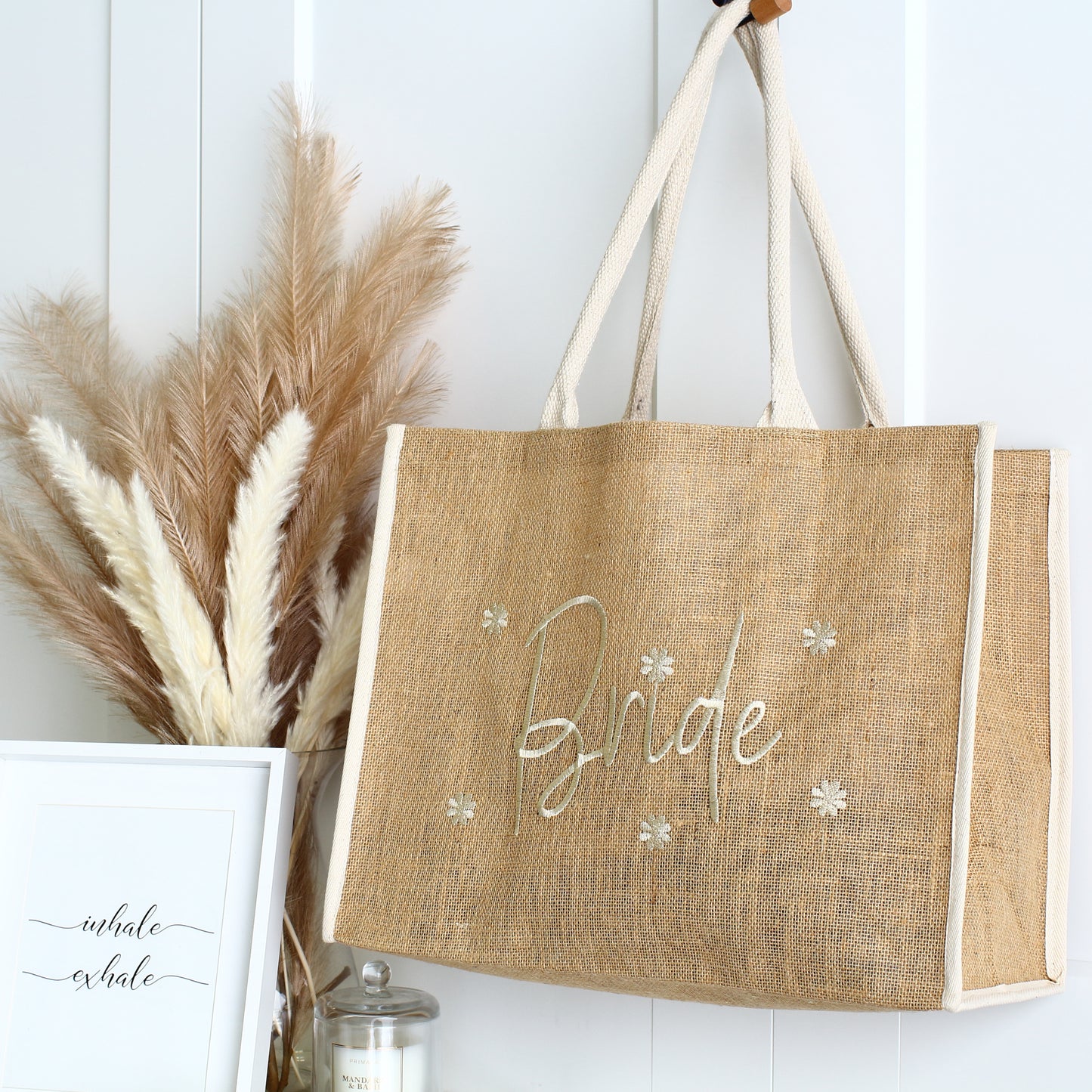 NEW - Embroidered Bride Daisy tote Bag