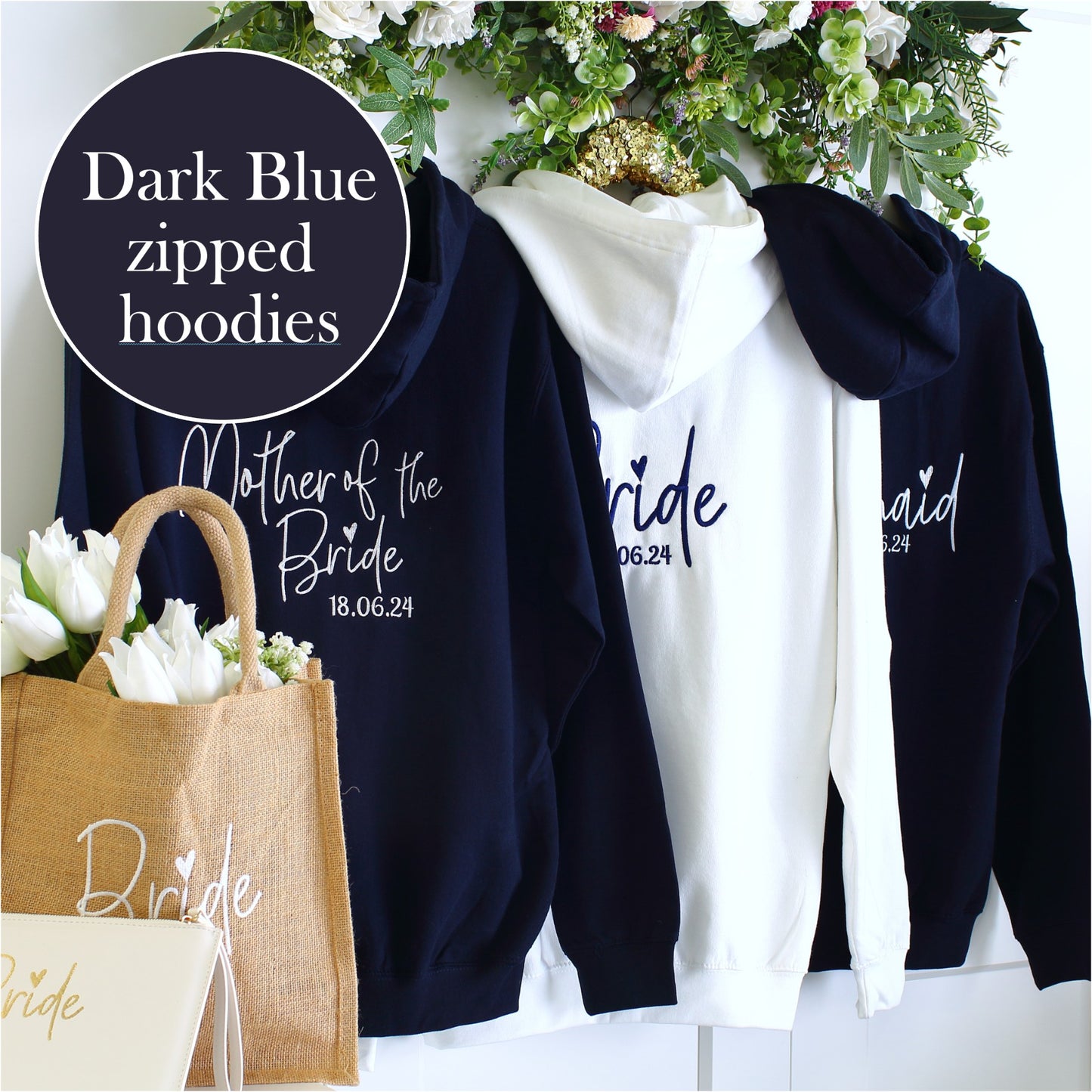 Bridal Zipped Hoodies - Dark Blue