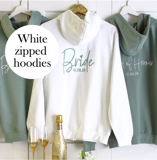 NEW - Bridal Zipped Hoodie -White