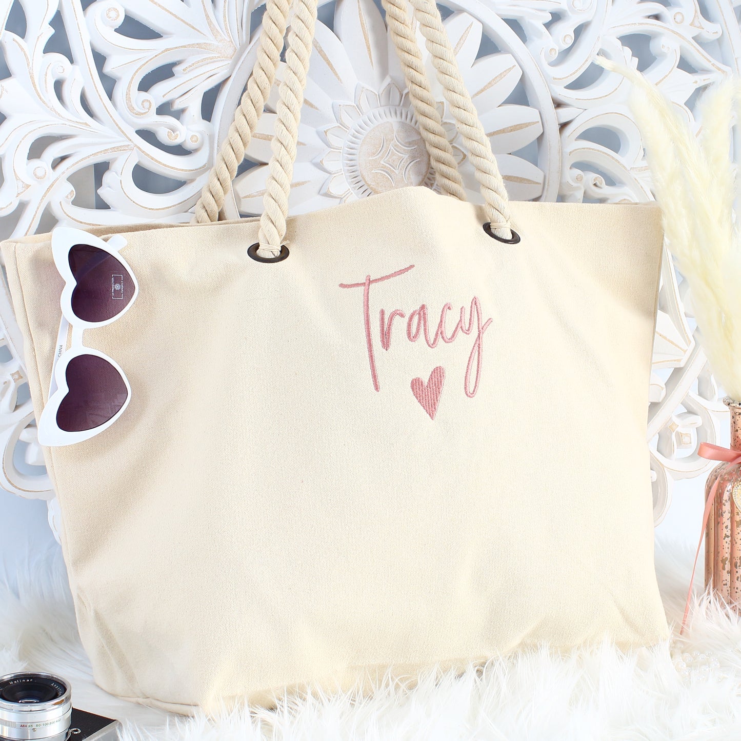 Heavyweight Beach Bag - Love heart