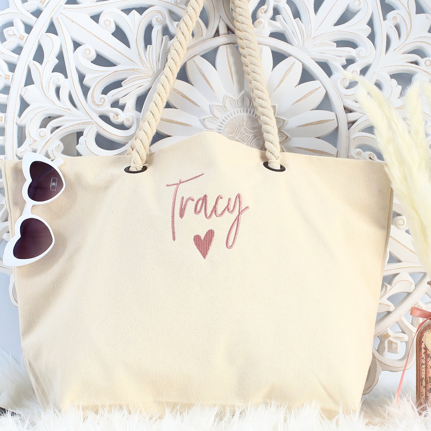 Heavyweight Beach Bag - Love heart