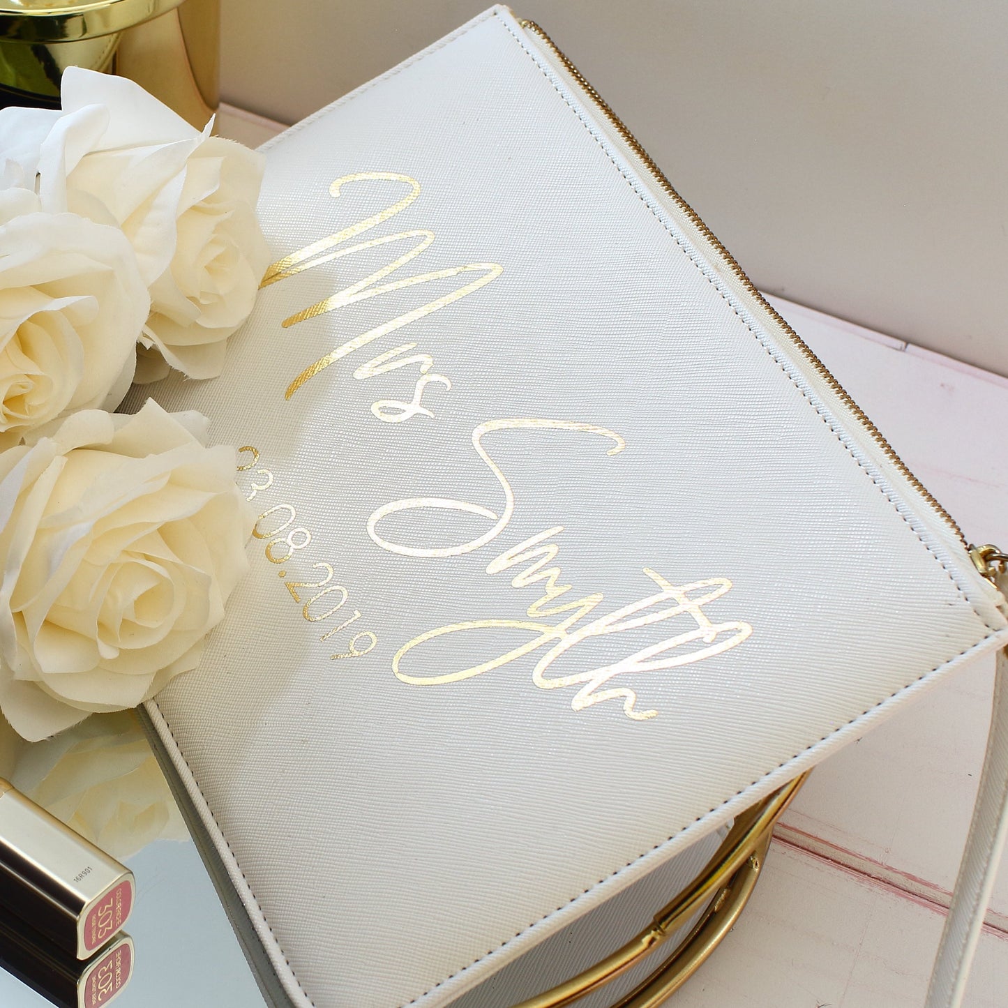 Personalised Saffiano clutch