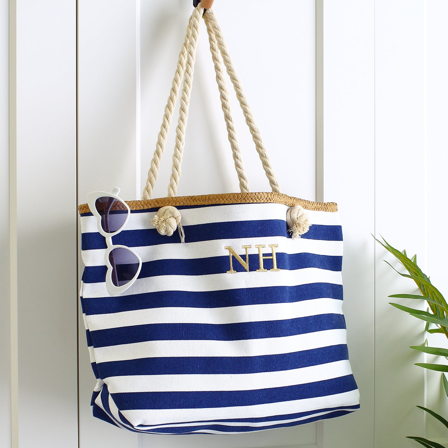 Luxury striped Beach Bag - Blue stripe