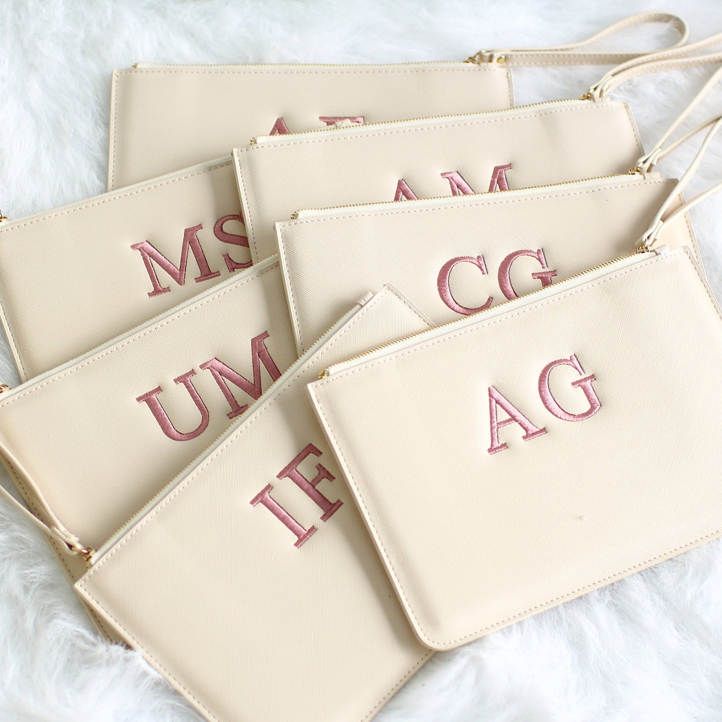Luxury embroidered initials clutch