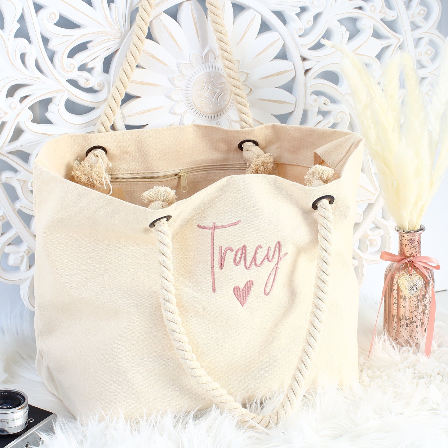 Heavyweight Beach Bag - Love heart