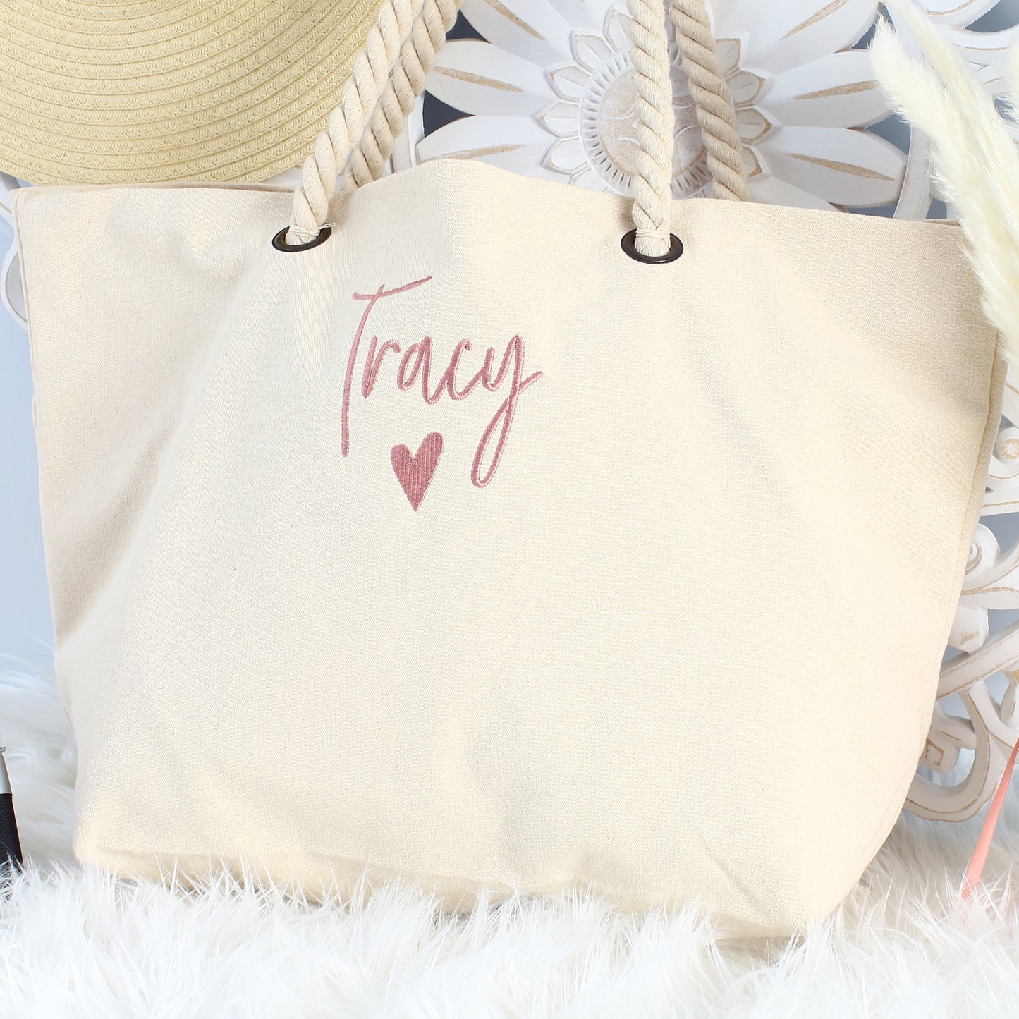 Heavyweight Beach Bag - Love heart