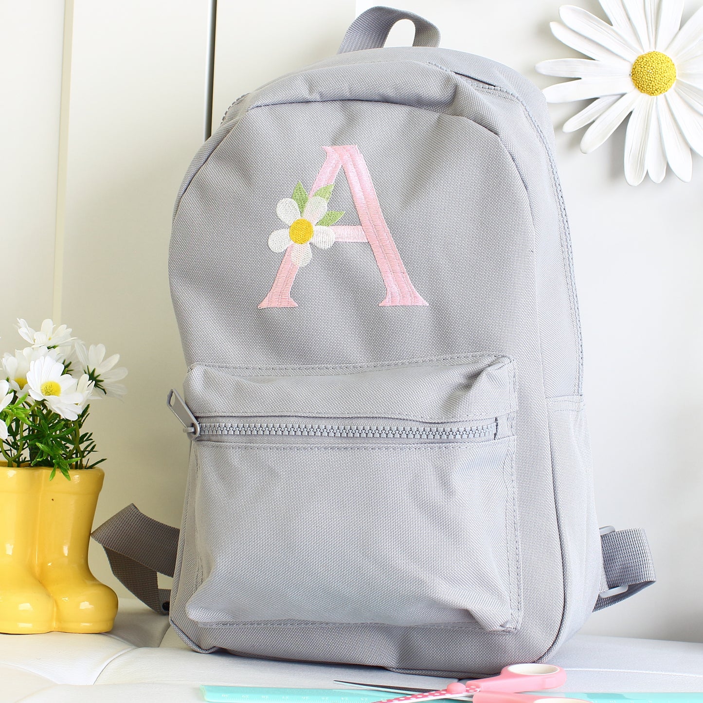 Daisy Initial Backpack - Grey