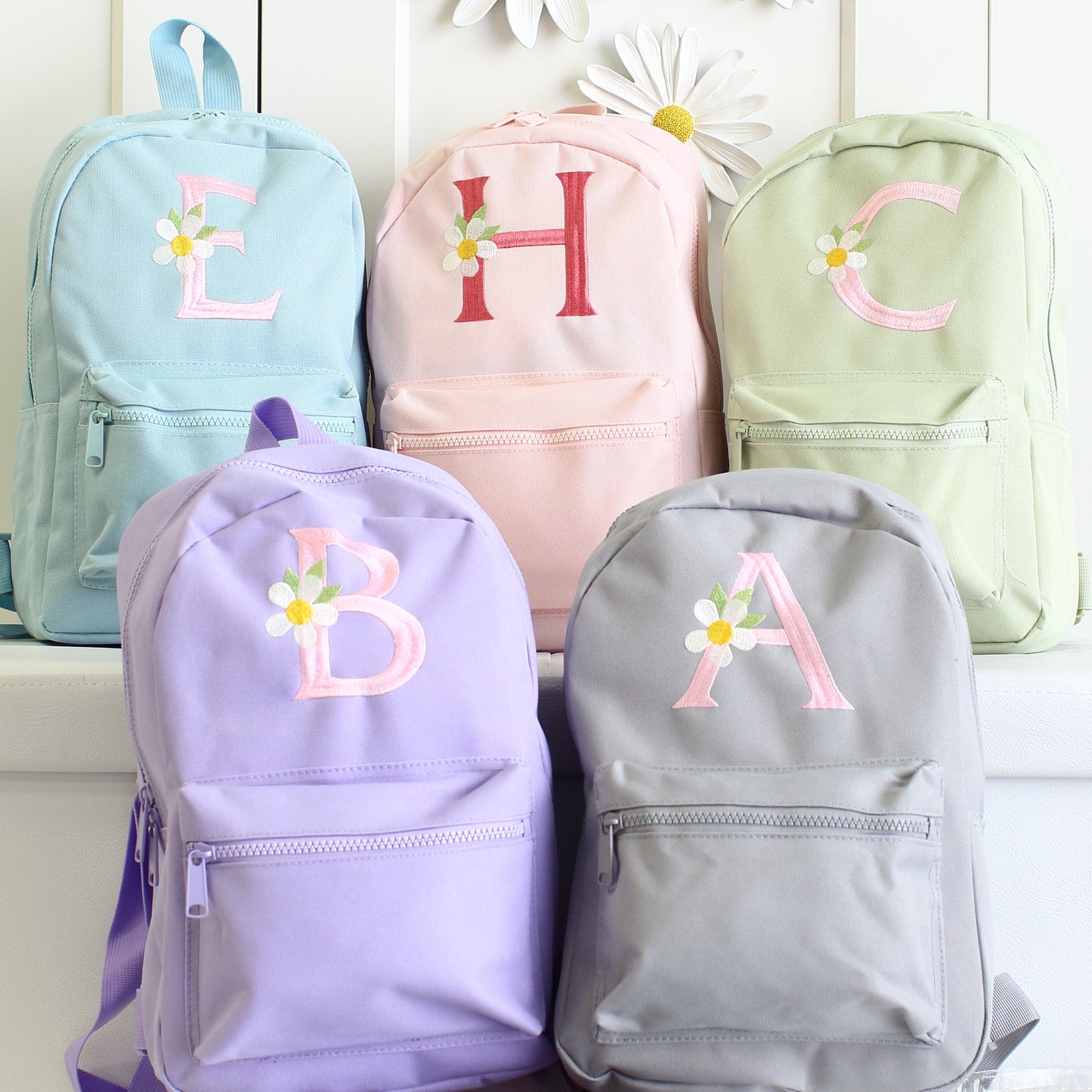 Daisy Initial Backpack - Grey