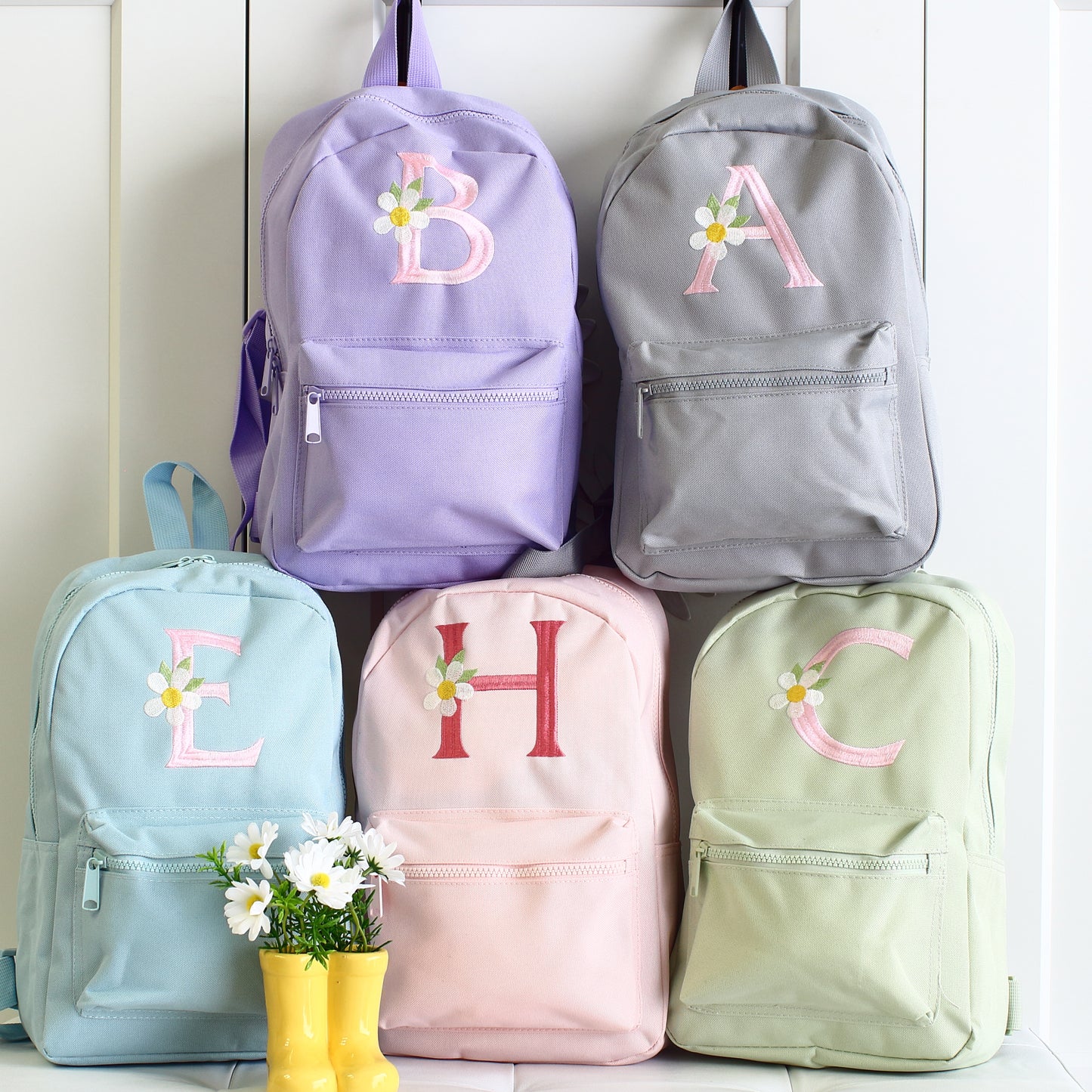 Daisy Initial Backpack - Grey