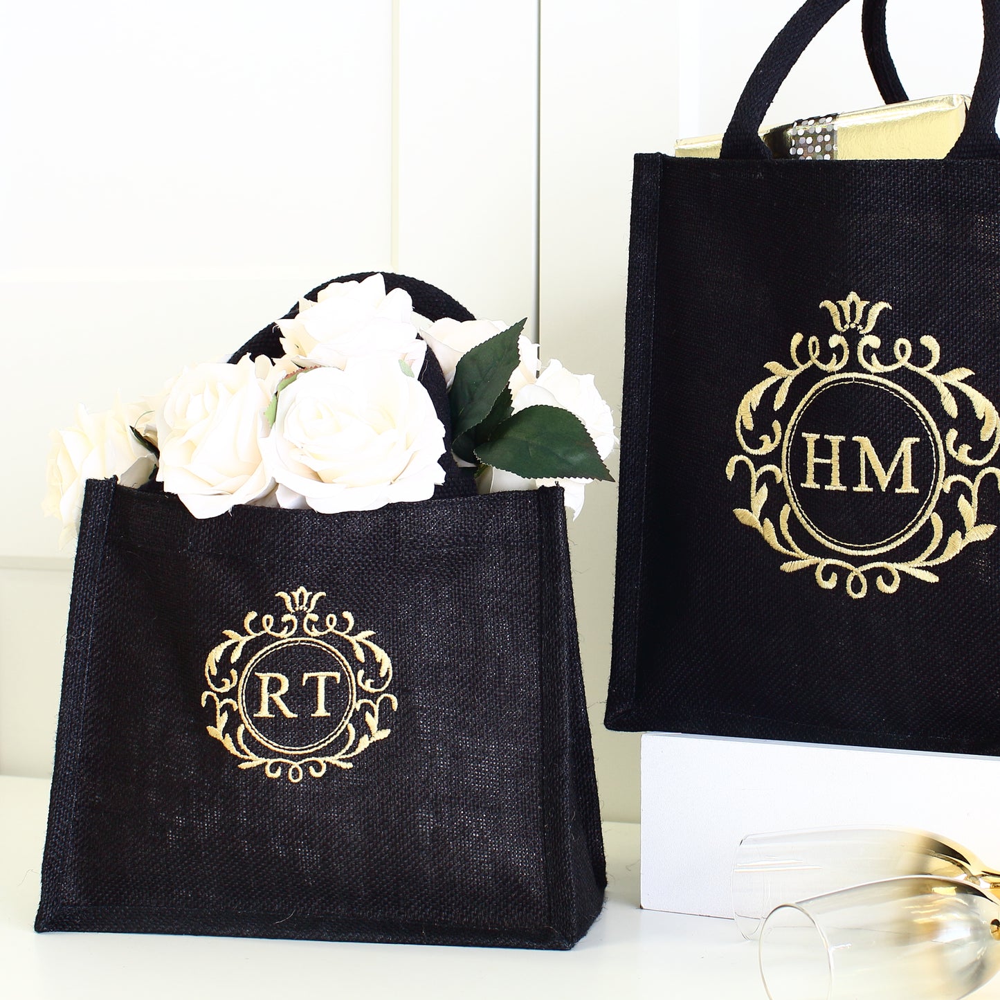 Embroidered Ornate Initials - Black