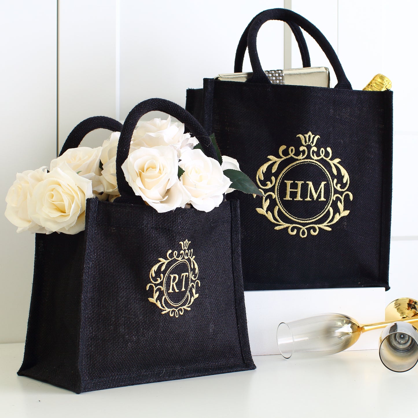 Embroidered Ornate Initials - Black