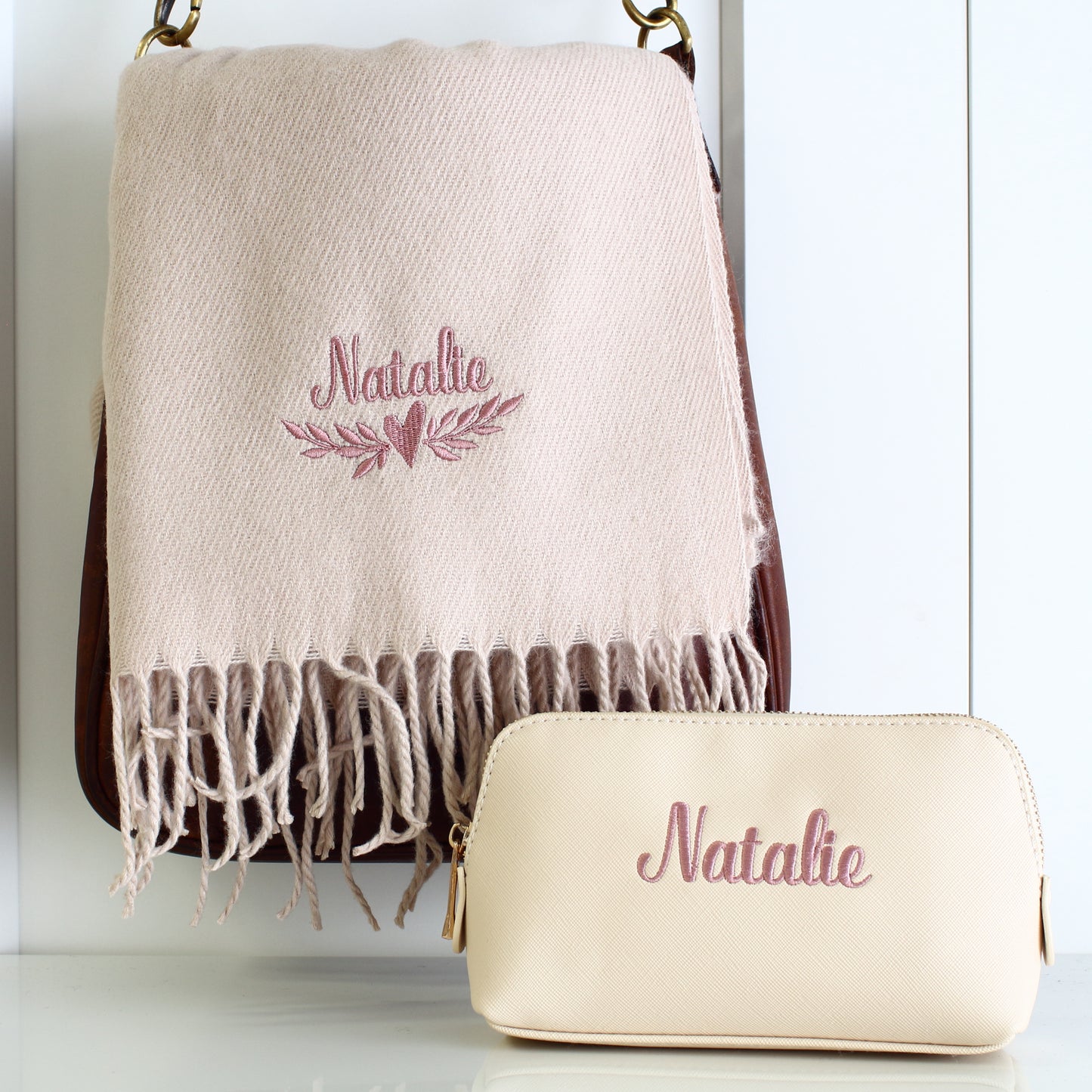 NEW - Scarf & Makeup Bag Gift Set - Name