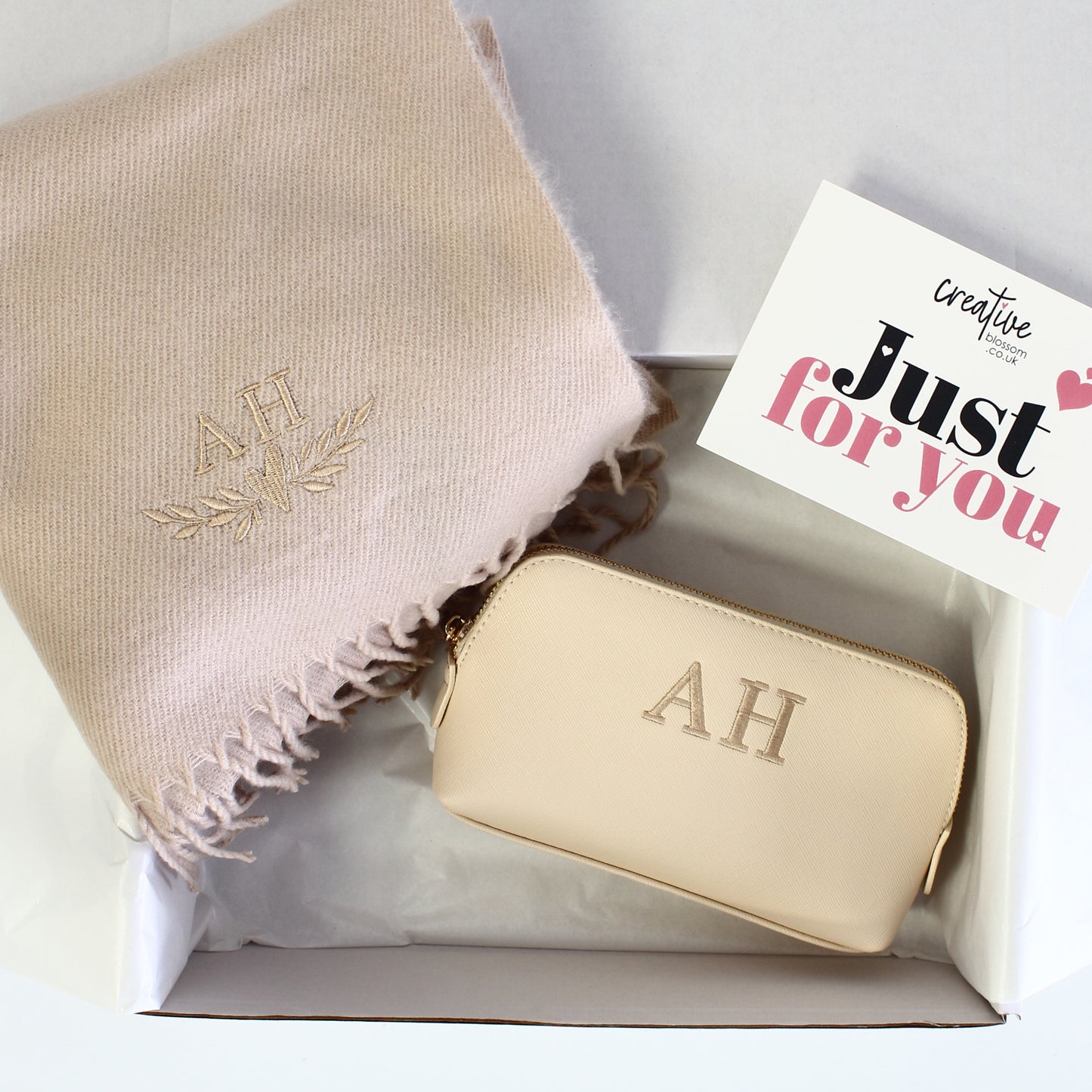 NEW - Scarf & Makeup Bag Gift Set - initials