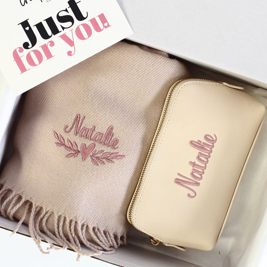 Scarf & Makeup Bag Gift Set - Name