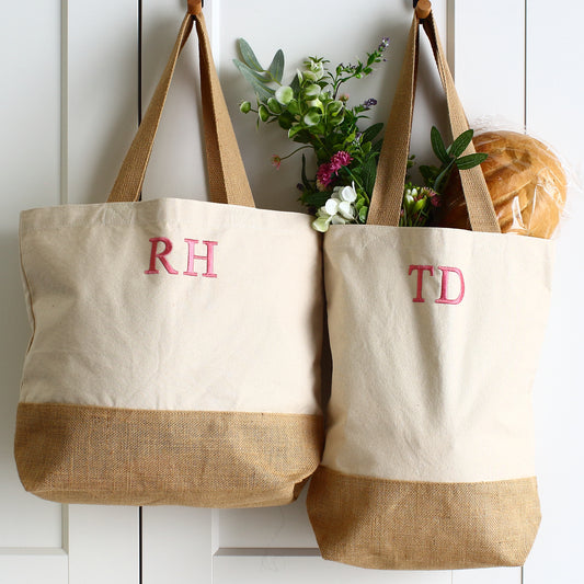 NEW - Embroidered Cotton Canvas Tote Bag - Initials