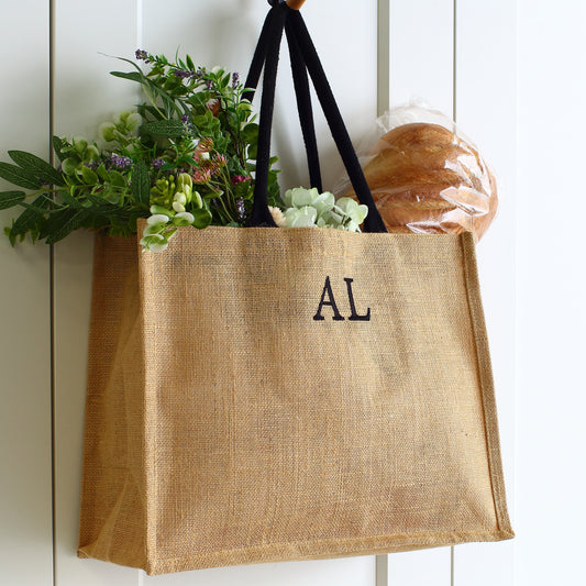 Embroidered Natural Shopping Bag