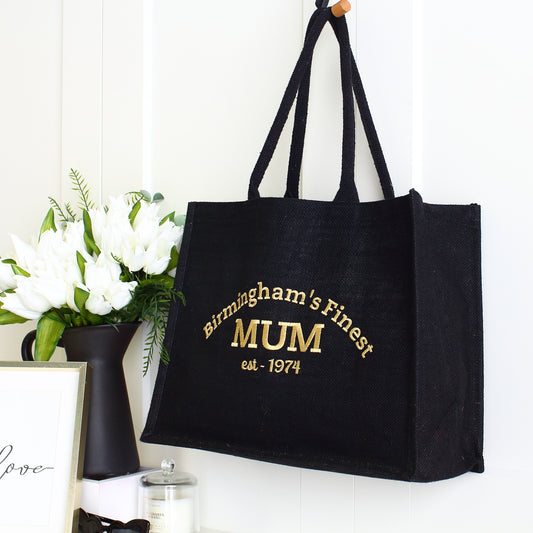 Embroidered Finest... Black tote Bag
