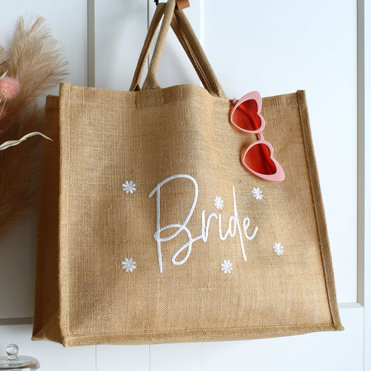 NEW - Embroidered Bride Daisy shopping Bag