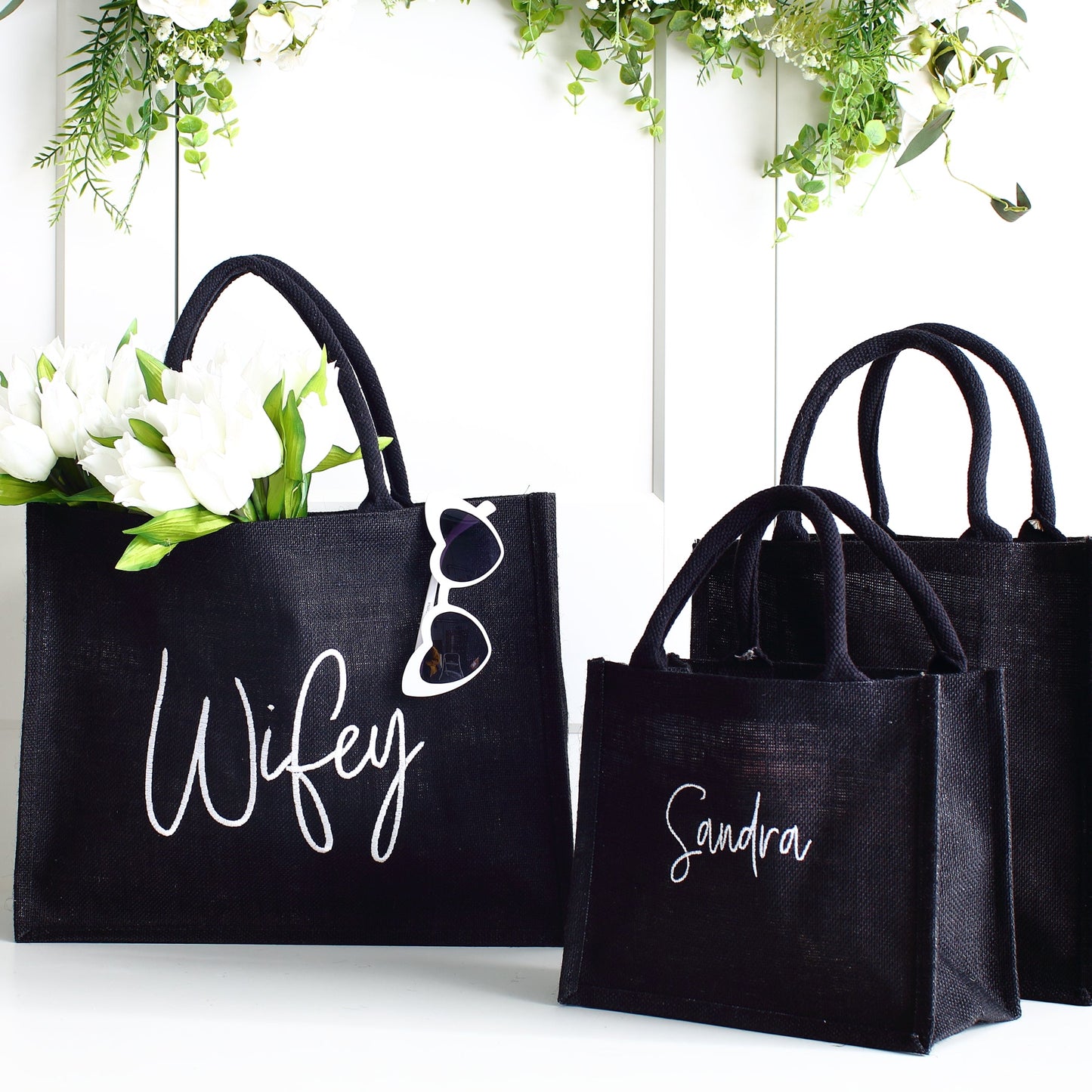 Embroidered Gift Bags - Black 3 sizes (v2)