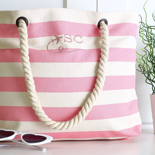 Heavyweight Beach Bag - Pink stripe