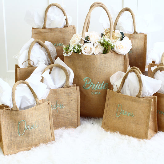 Embroidered Gift Bags - Natural