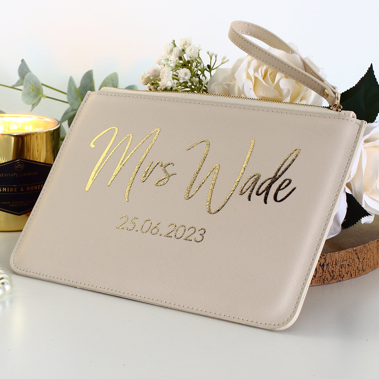 Personalised Saffiano clutch