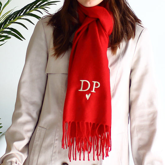 Bold Initials/heart - 6 Scarf Colours