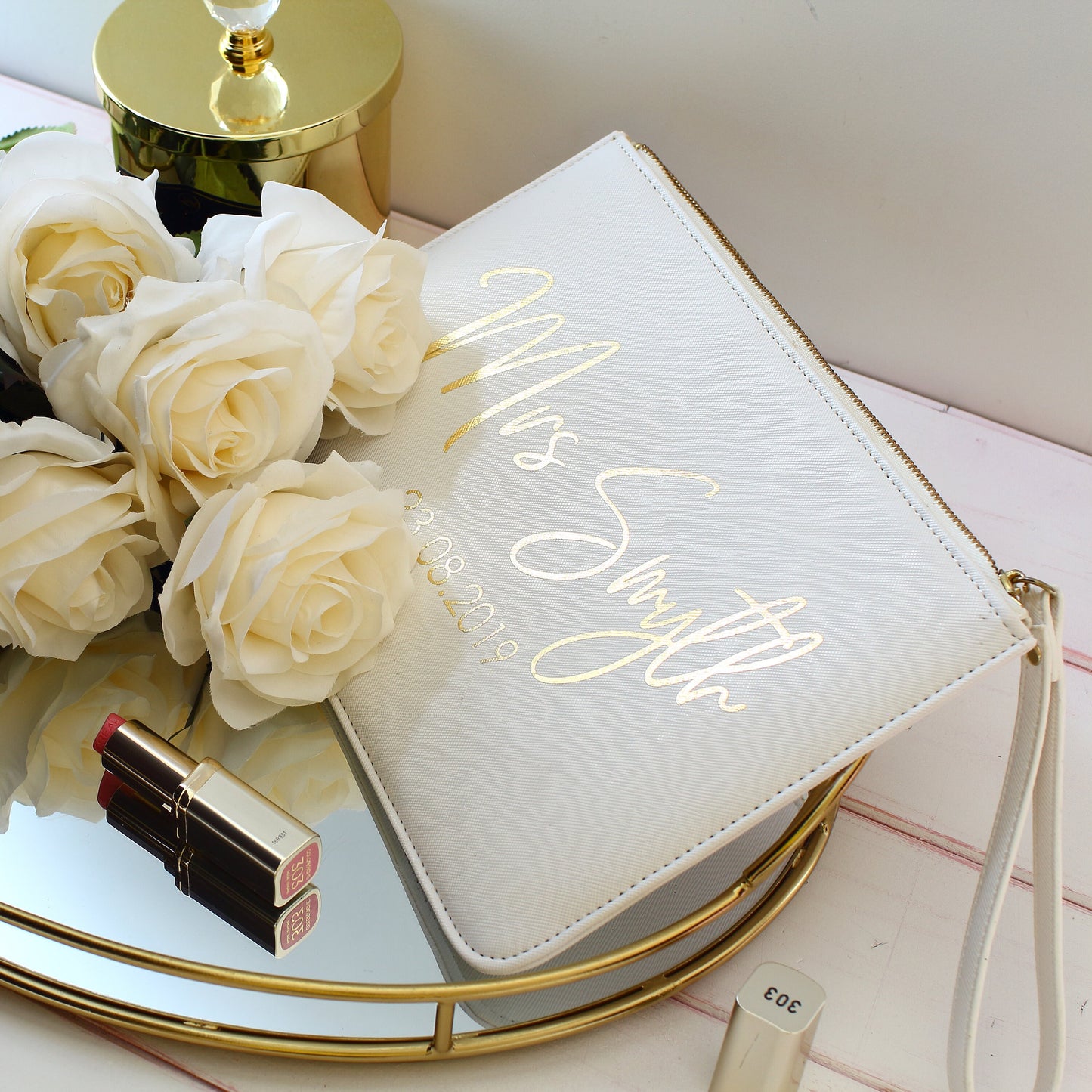 Personalised Saffiano clutch